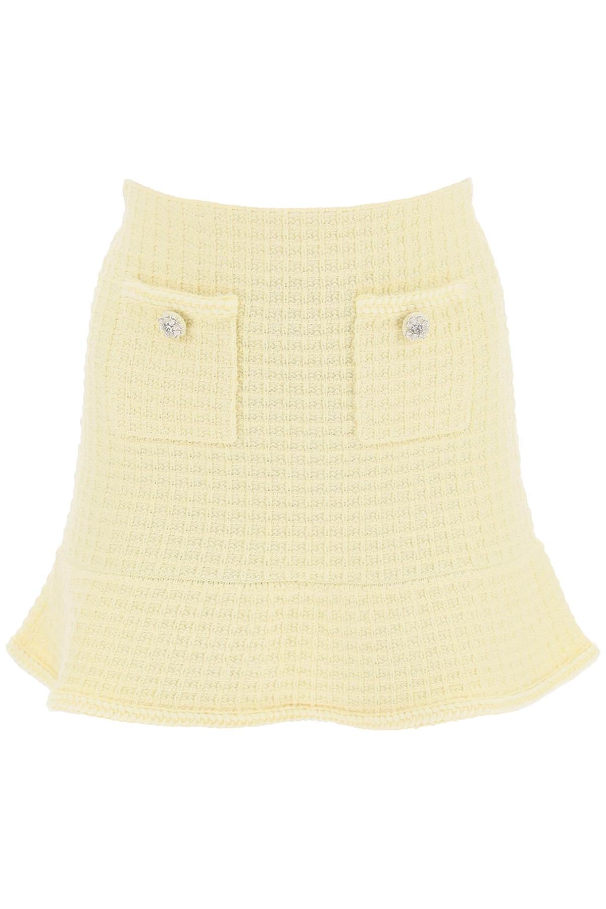 "knitted Mini Skirt With Jewel Buttons  - Yellow