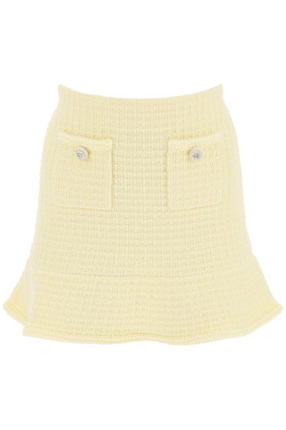 "knitted Mini Skirt With Jewel Buttons  - Yellow