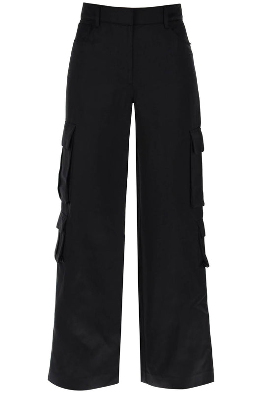 Satin Cargo Pants For Men  - Black