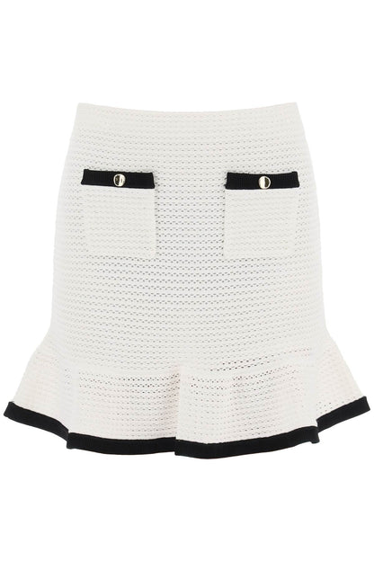 Crochet Mini Skirt In  - White