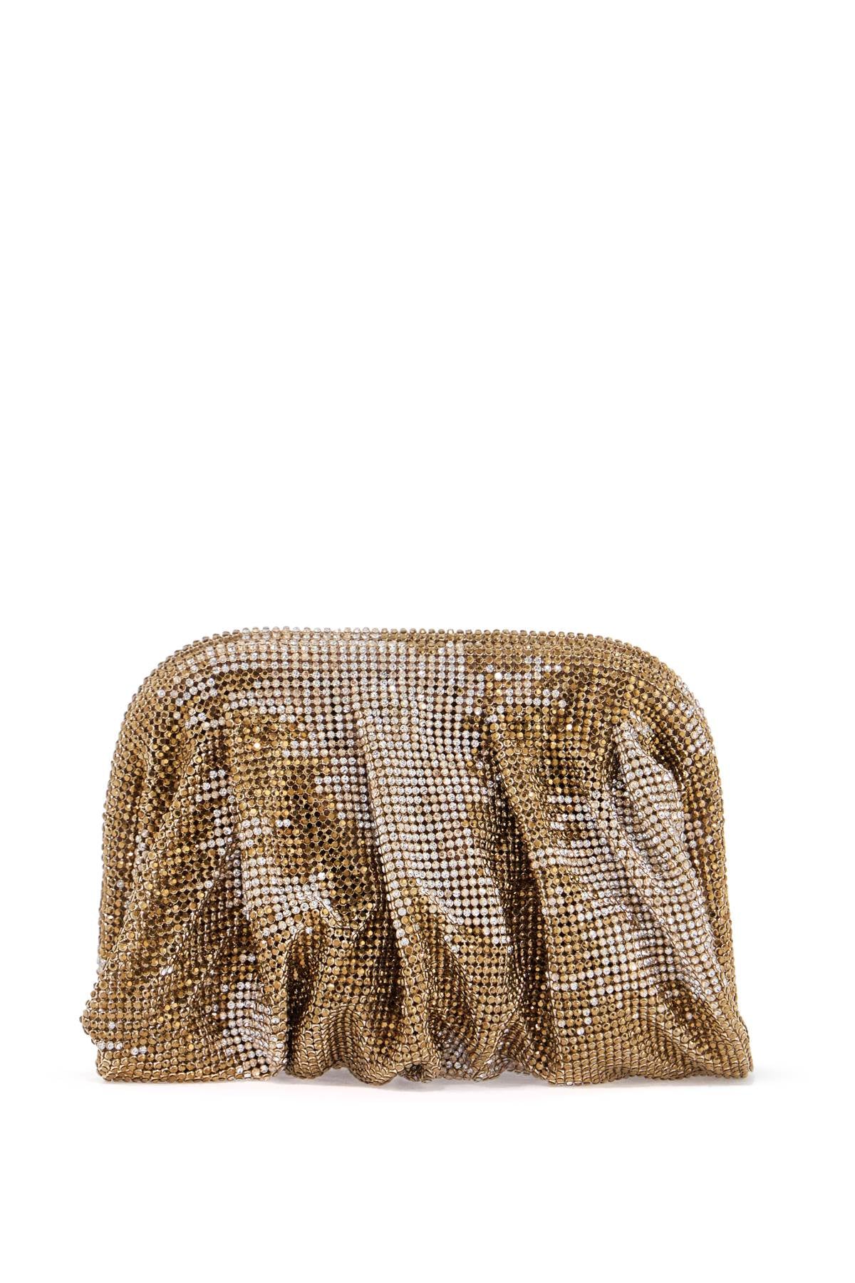 Compact Bag In Sparkling Gold Rhinestone Mesh With Hook Closure  - Gold