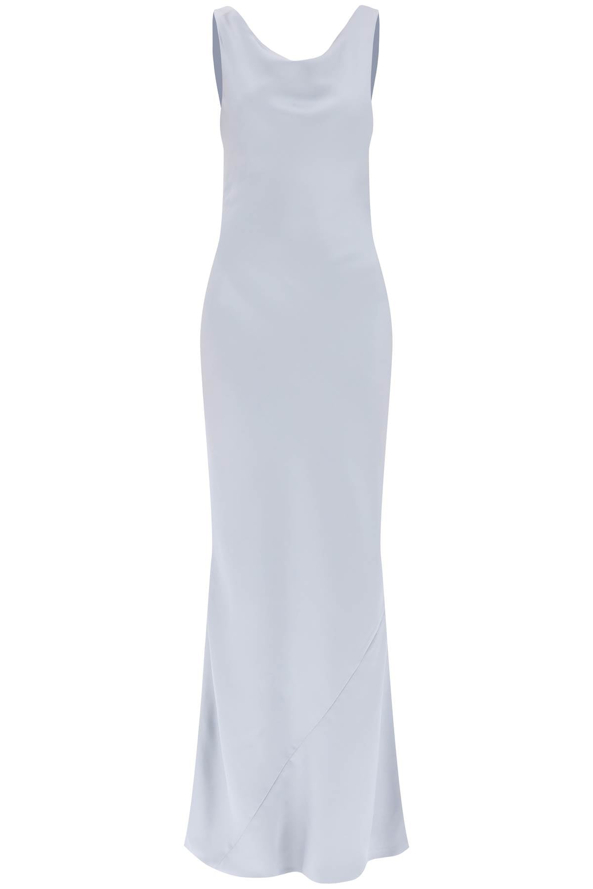 Drape Neck Satin Gown  - Grey