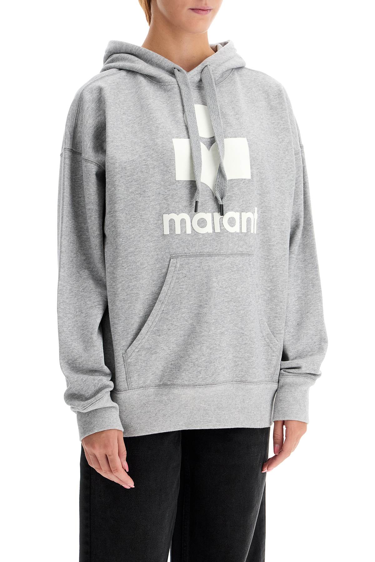 Mansel Hoodie With Flocked Logo  - Grey