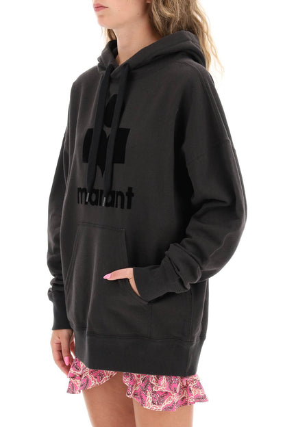 Mansel Hoodie With Flocked Logo  - Black