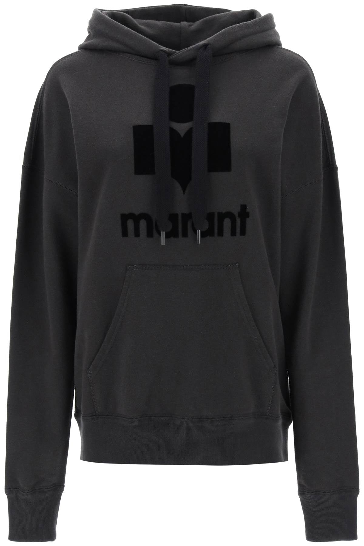 Mansel Hoodie With Flocked Logo  - Black