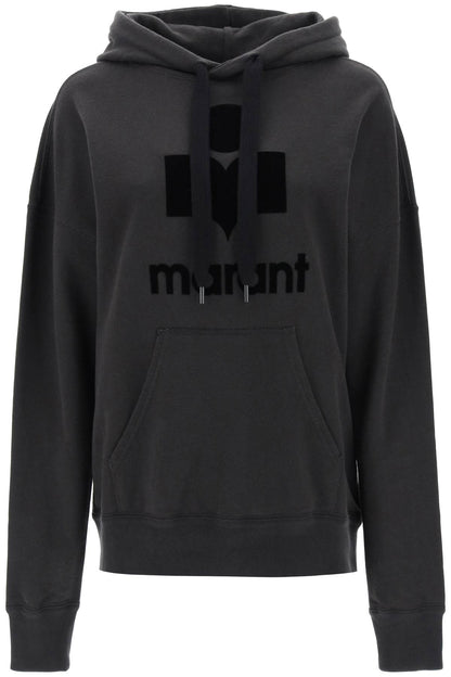 Mansel Hoodie With Flocked Logo  - Black