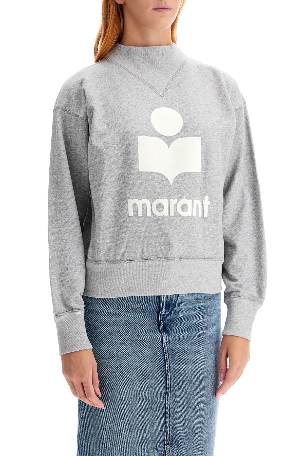 Moby Sweatshirt With Flocked Logo  - Grey