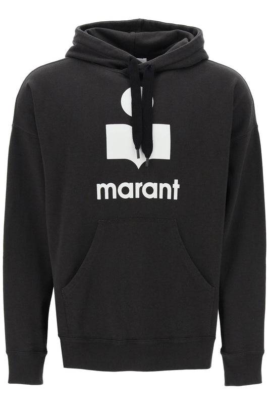 Miley Flocked Logo Hoodie  - Black