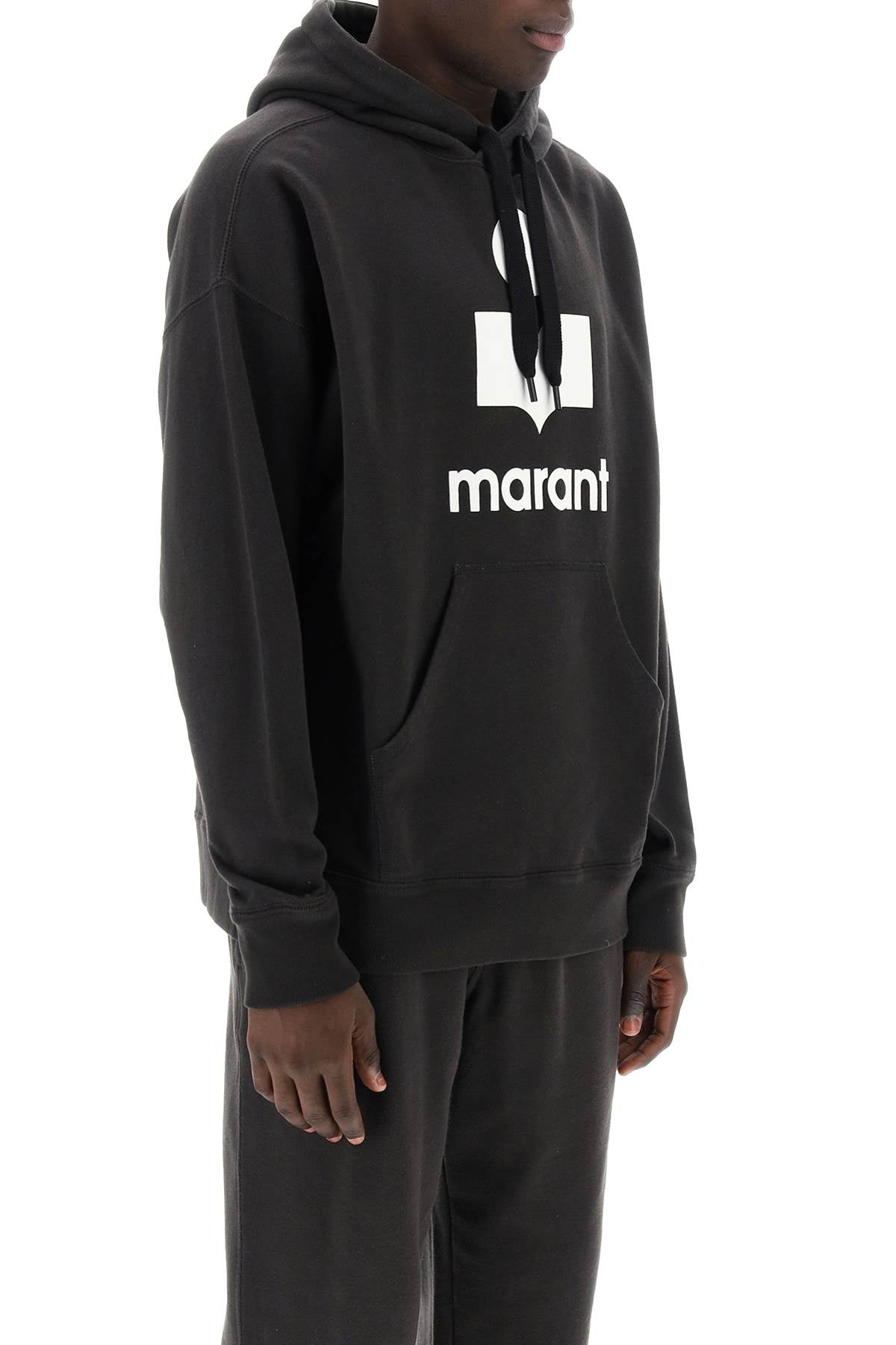 Miley Flocked Logo Hoodie  - Black