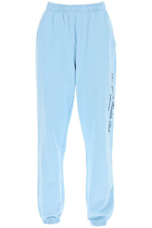 'ny Health Club' Flocked Sweatpants  - Light Blue