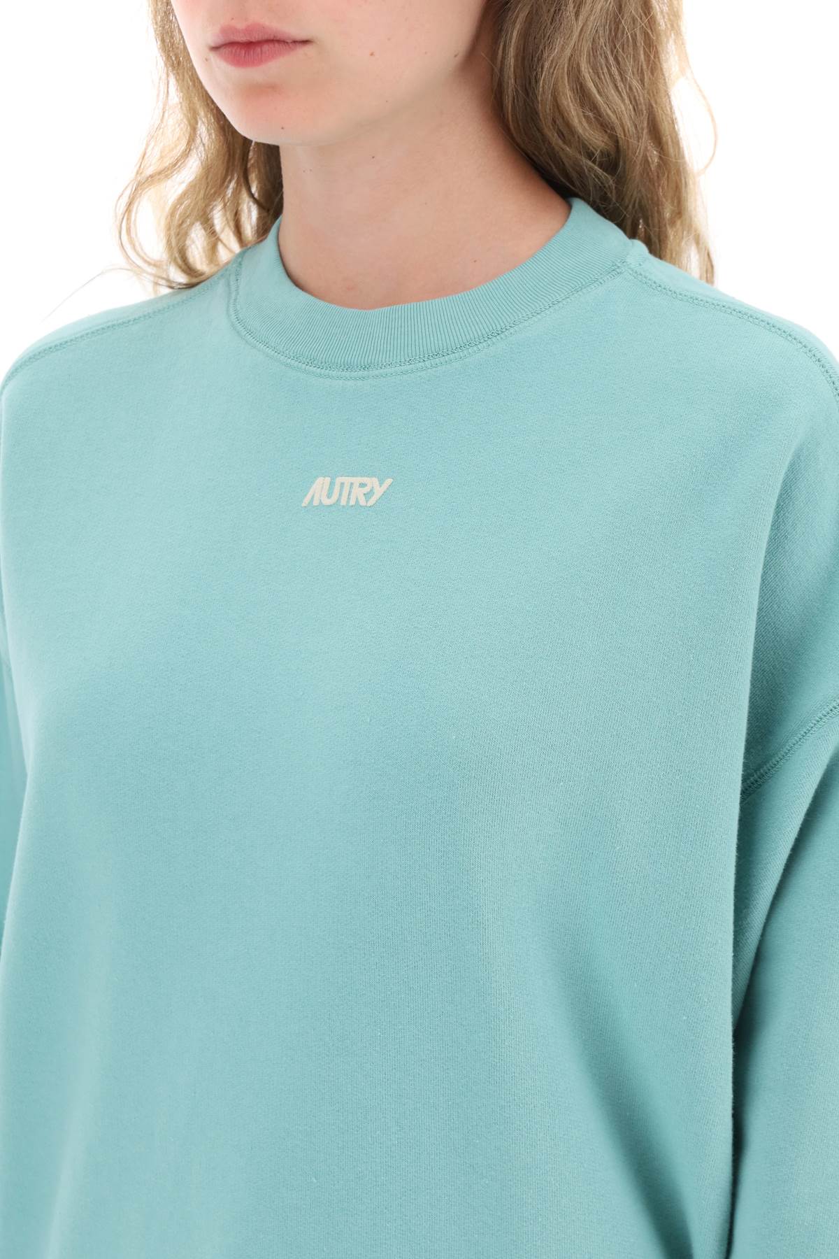 Crew-neck Sweatshirt With Logo Print  - Verde