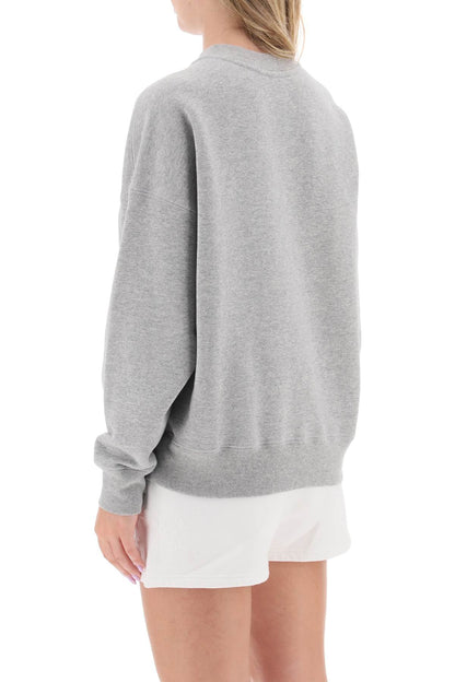 Crew-neck Sweatshirt With Logo Patch  - Grigio