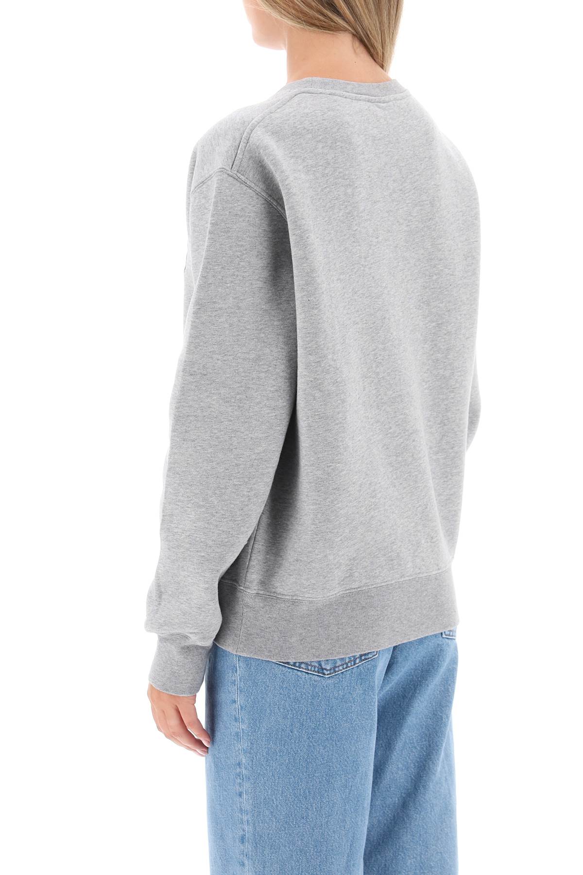 Crew-neck Sweatshirt With Logo Embroidery  - Grigio