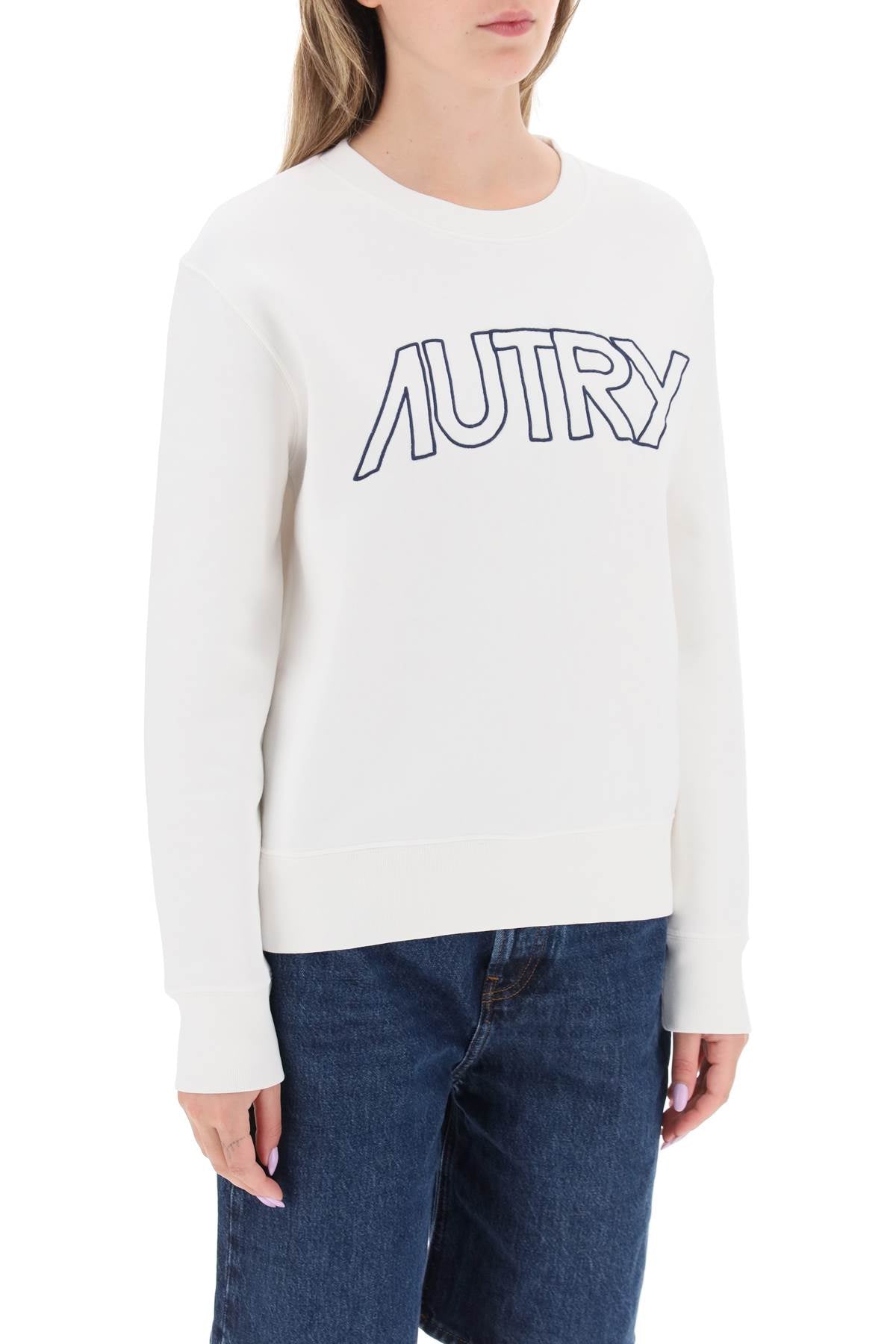 Embroidered Logo Sweatshirt  - Bianco