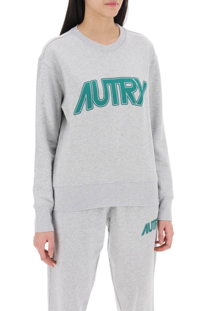 Sweatshirt With Maxi Logo Print  - Grey