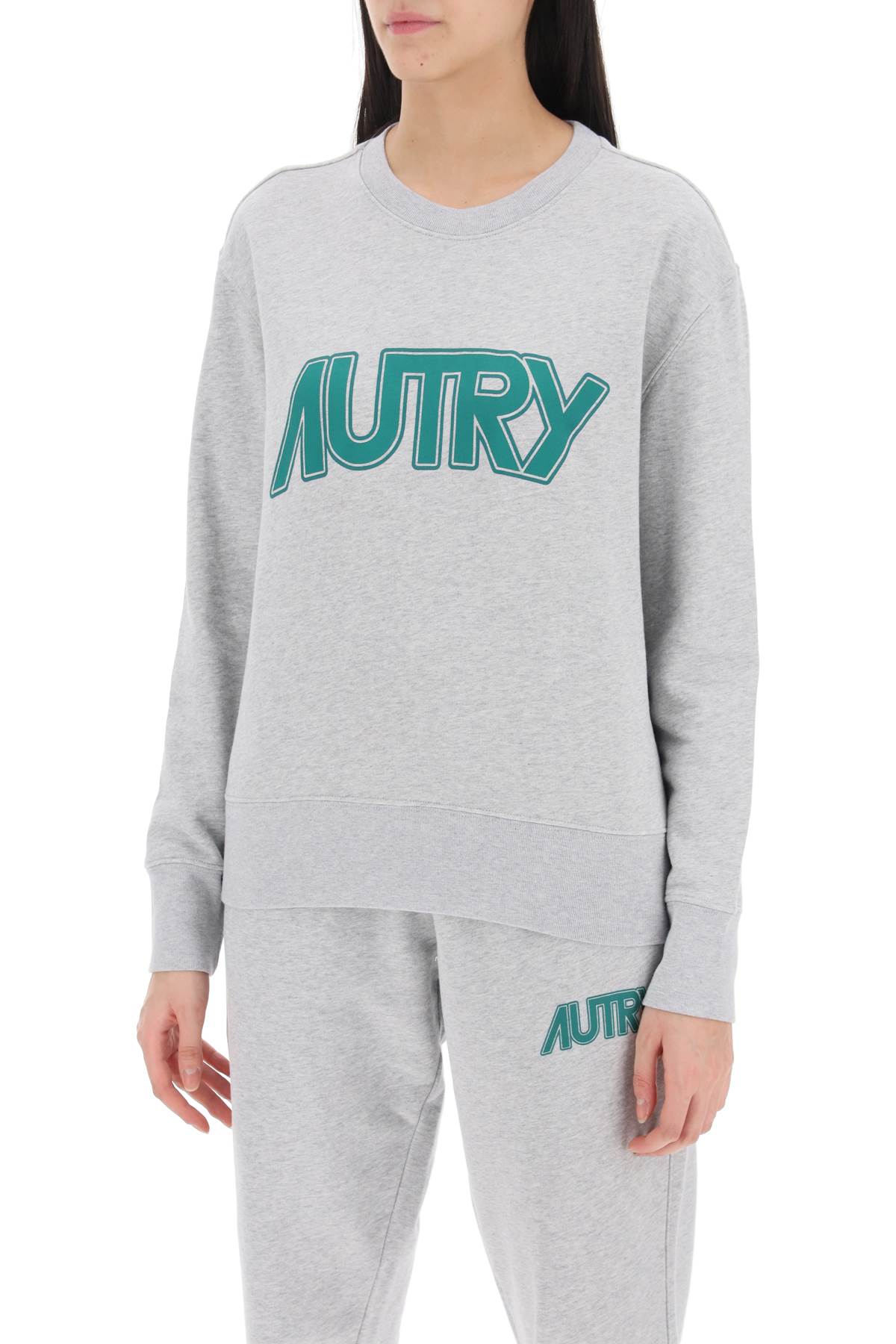 Sweatshirt With Maxi Logo Print  - Grey