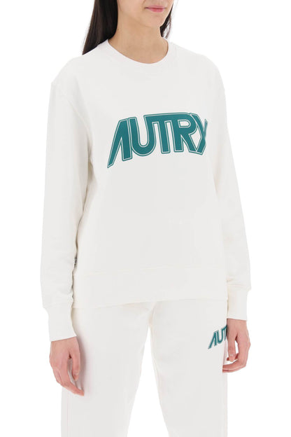 Sweatshirt With Maxi Logo Print  - White