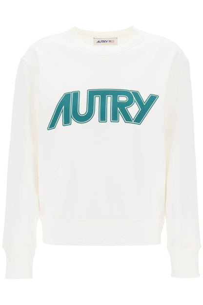 Sweatshirt With Maxi Logo Print  - White