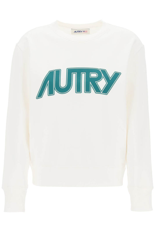 Sweatshirt With Maxi Logo Print  - White