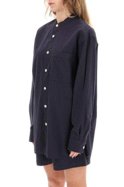 Organic Poplin Pajama Shirt  - Blu