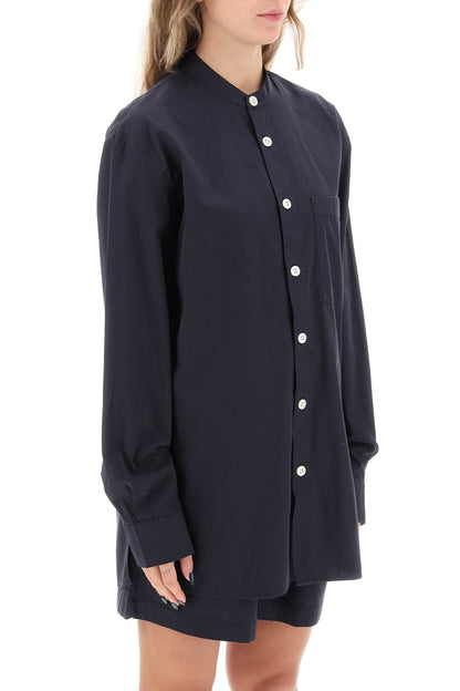 Organic Poplin Pajama Shirt  - Blu