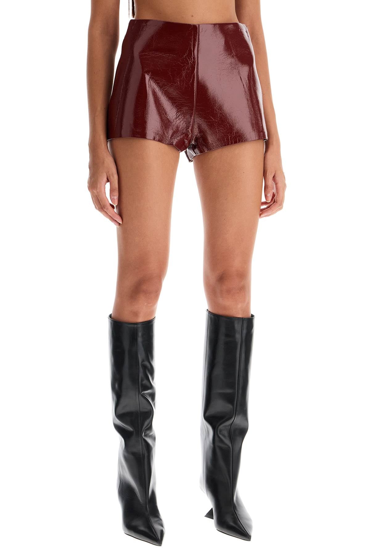 Polly Faux Leather Effect Hot Pants  - Red