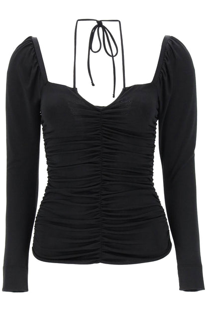 Ruched Top With Halterneck  - Black