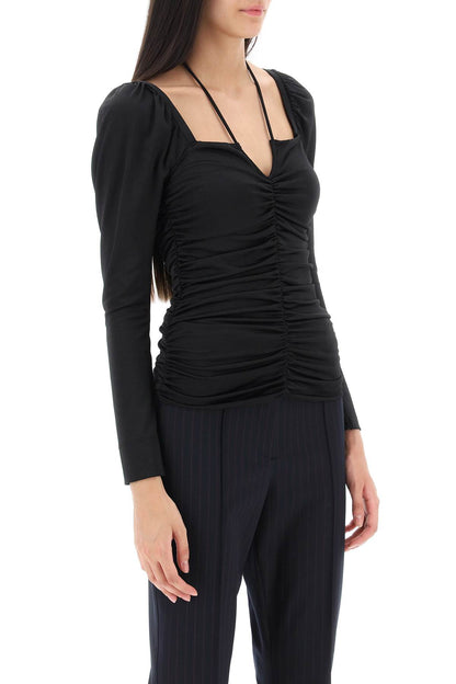 Ruched Top With Halterneck  - Black