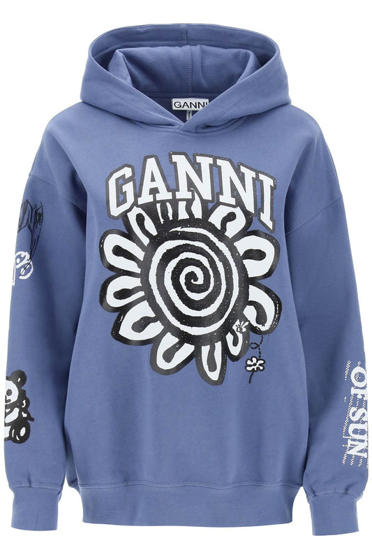 Hoodie With Graphic Prints  - Light Blue