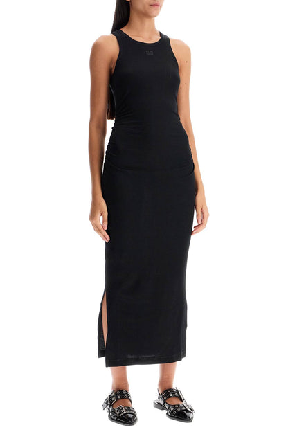 'ribbed Jersey Midi Dress With Nine  - Black