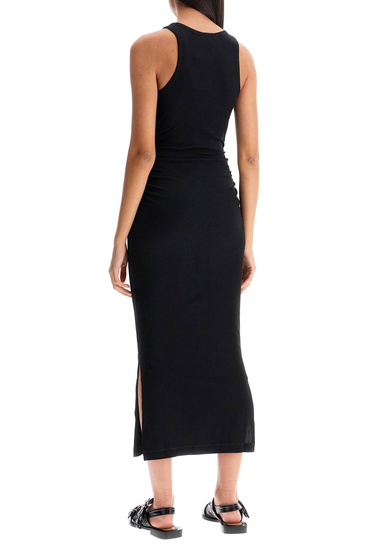 'ribbed Jersey Midi Dress With Nine  - Black