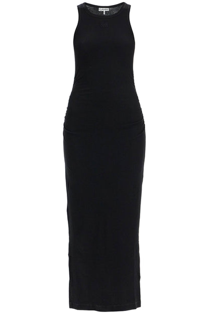 'ribbed Jersey Midi Dress With Nine  - Black