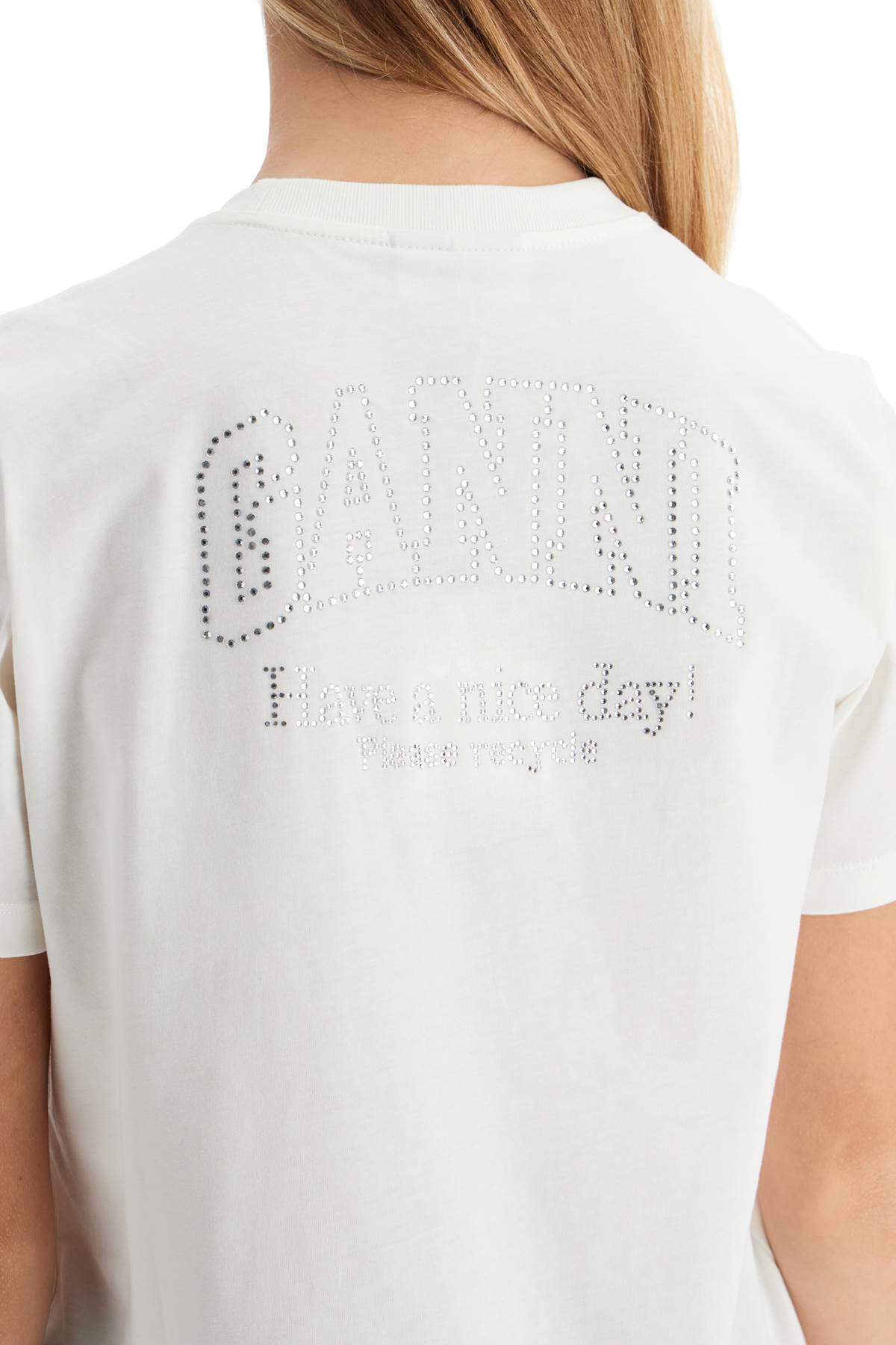 'logo Rhinestone T-shirt  - White