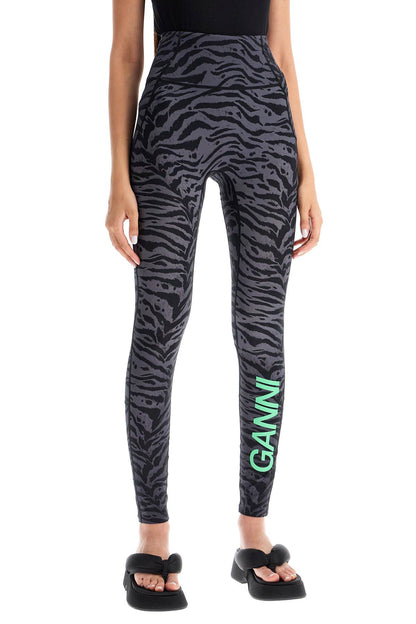 Animal Print Sports Leggings  - Grey