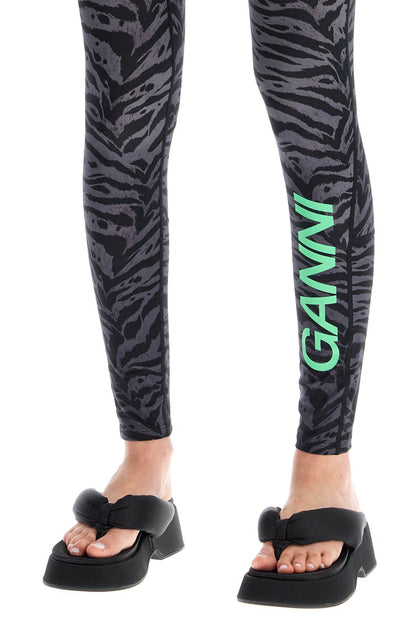 Animal Print Sports Leggings  - Grey