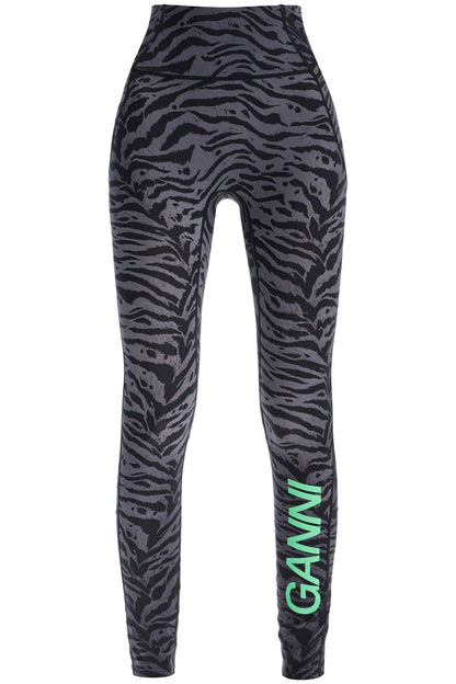 Animal Print Sports Leggings  - Grey