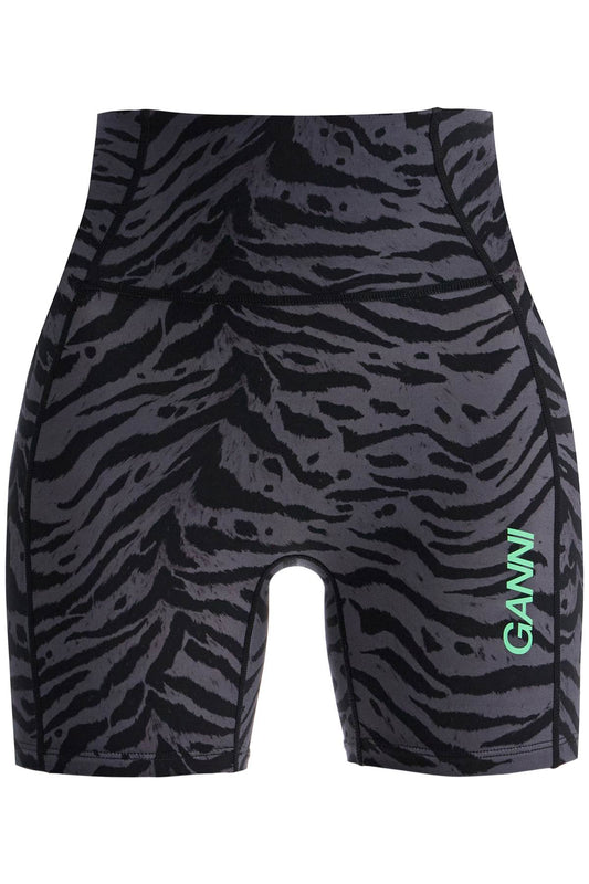 Animal Print Sports Shorts  - Grey