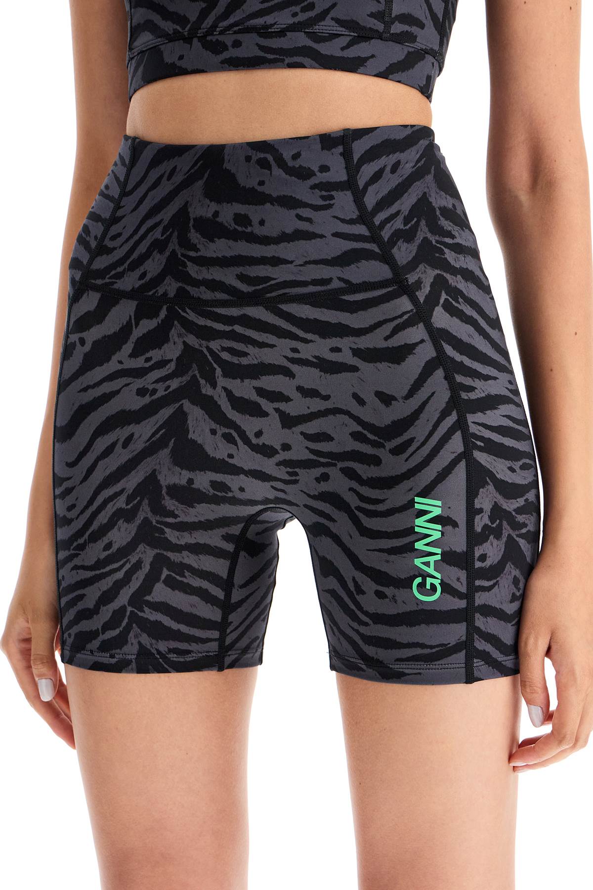 Animal Print Sports Shorts  - Grey