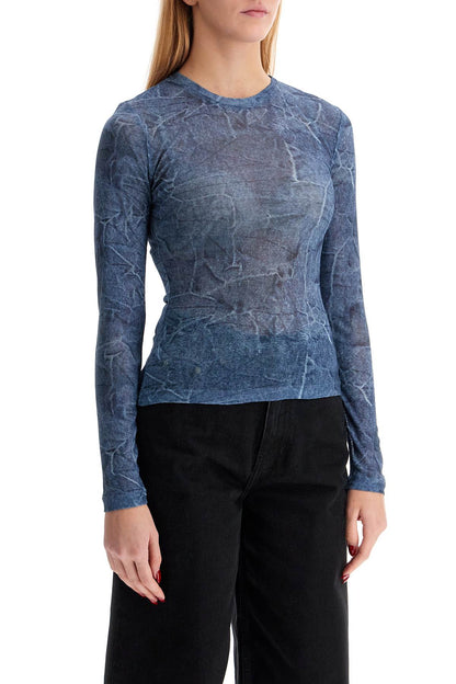 Long-sleeved Denim Effect Top For  - Blue