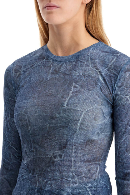 Long-sleeved Denim Effect Top For  - Blue