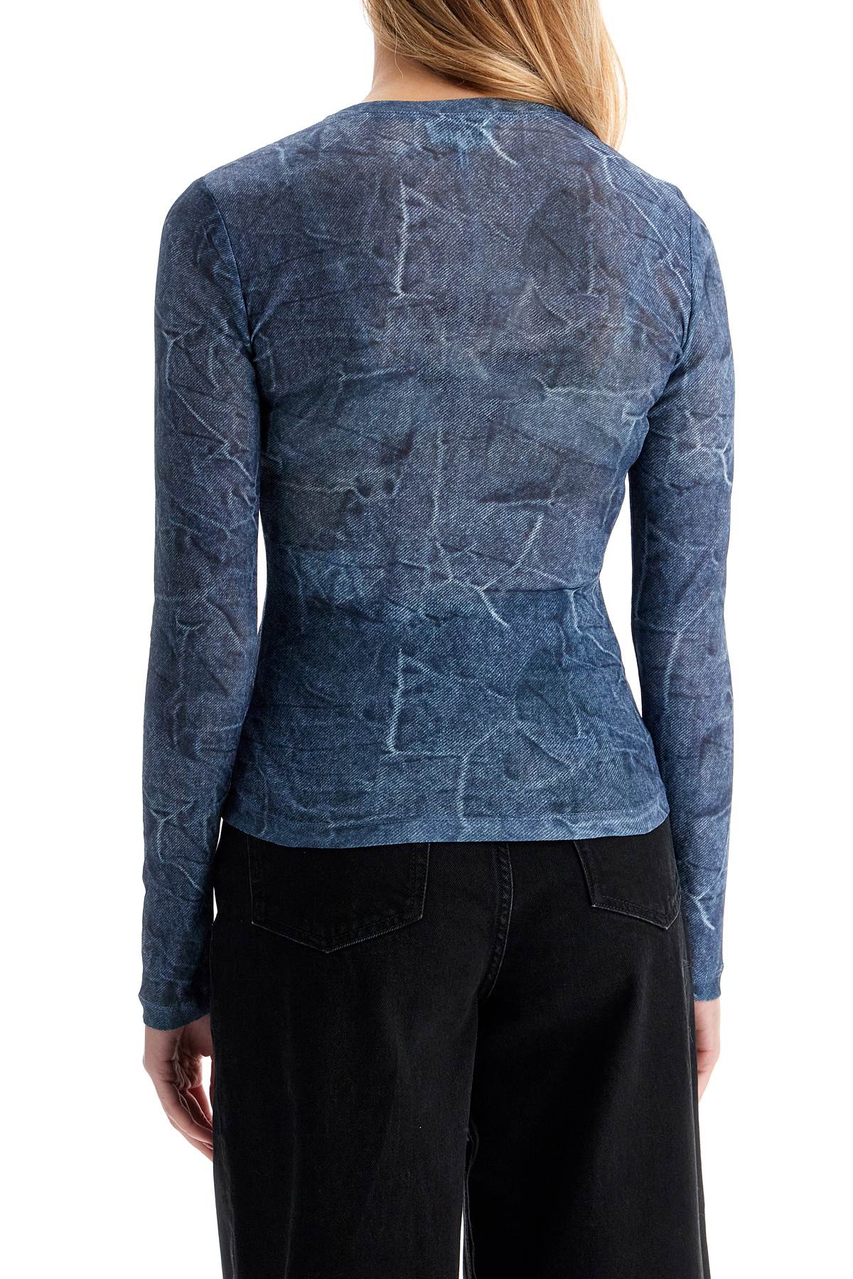 Long-sleeved Denim Effect Top For  - Blue