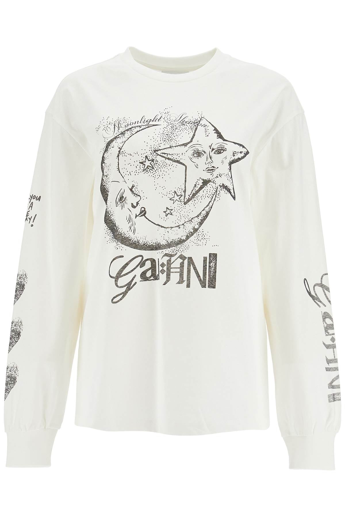 Long-sleeved T-shirt With Graphic Print  - White