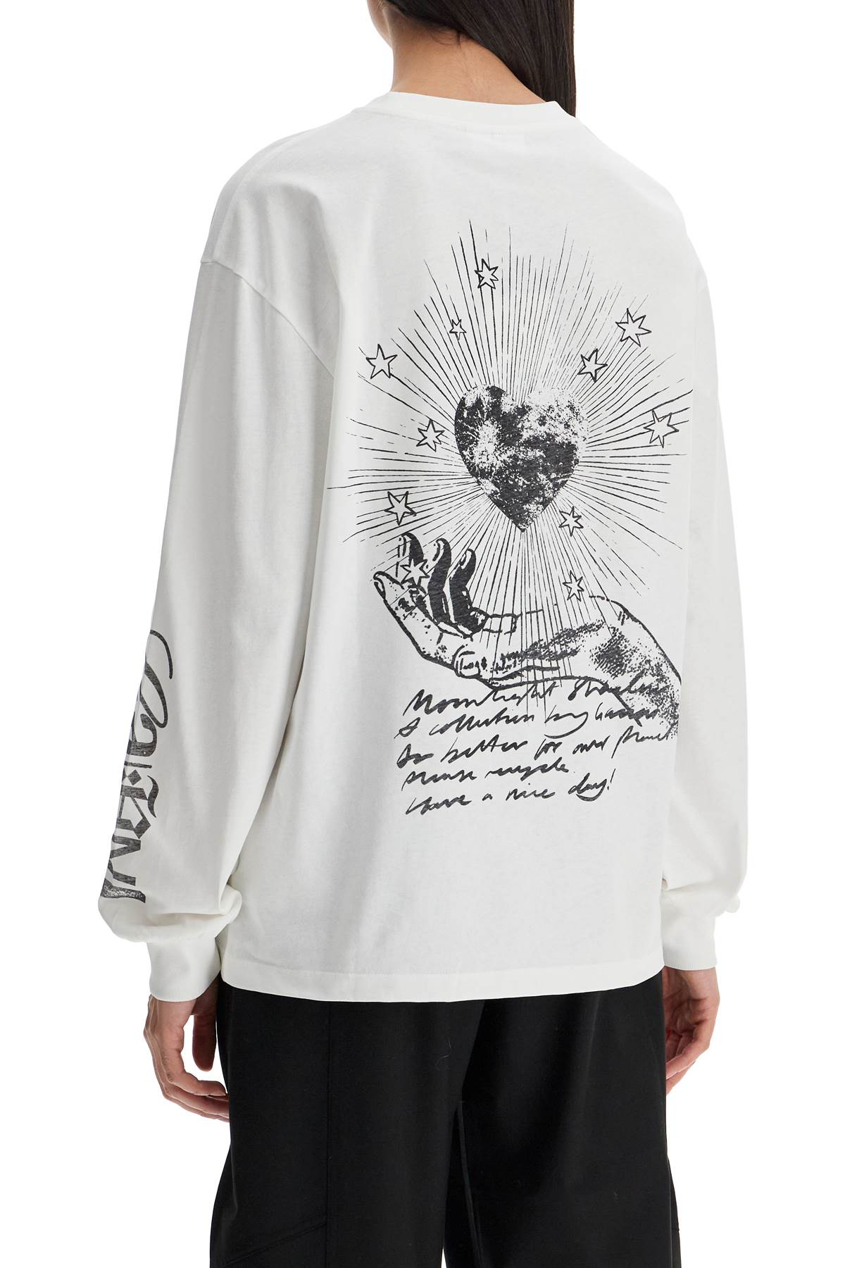 Long-sleeved T-shirt With Graphic Print  - White