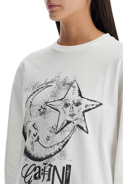 Long-sleeved T-shirt With Graphic Print  - White