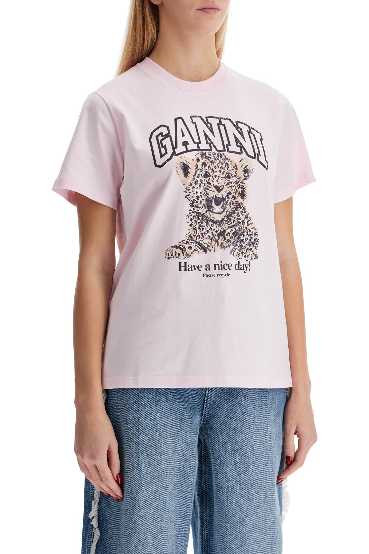 Leopard Print T-shirt With  - Pink