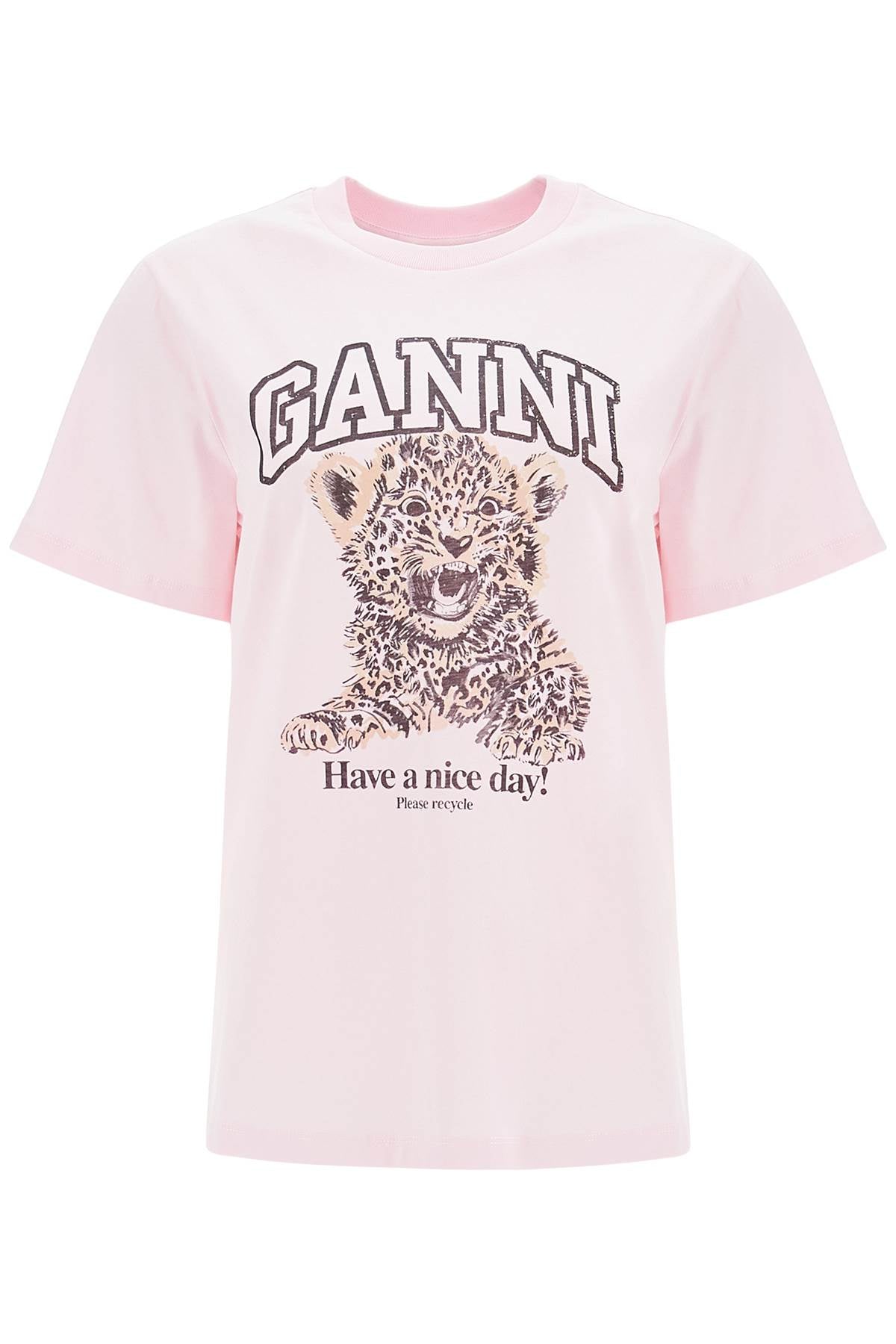 Leopard Print T-shirt With  - Pink