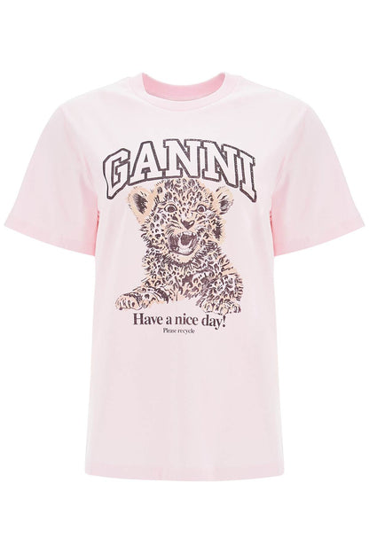 Leopard Print T-shirt With  - Pink