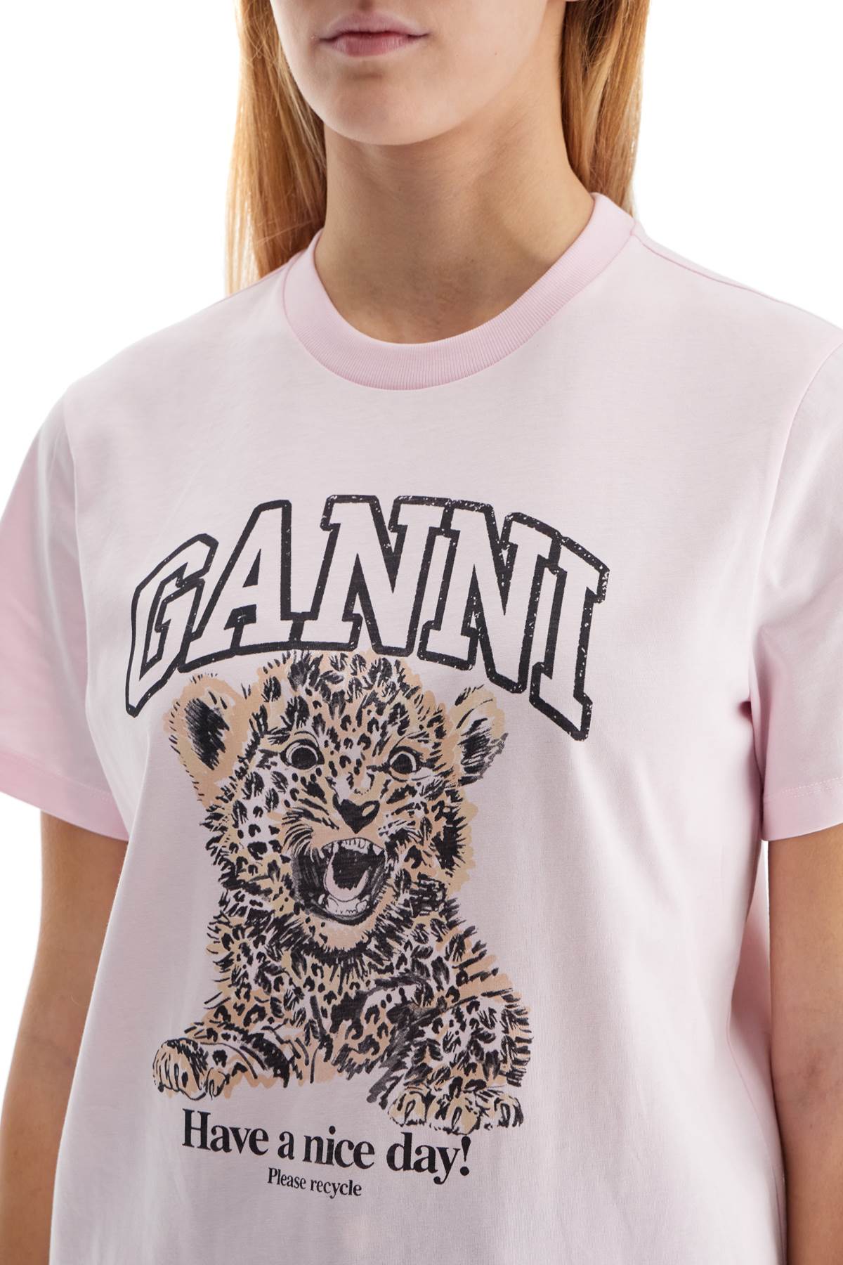 Leopard Print T-shirt With  - Pink