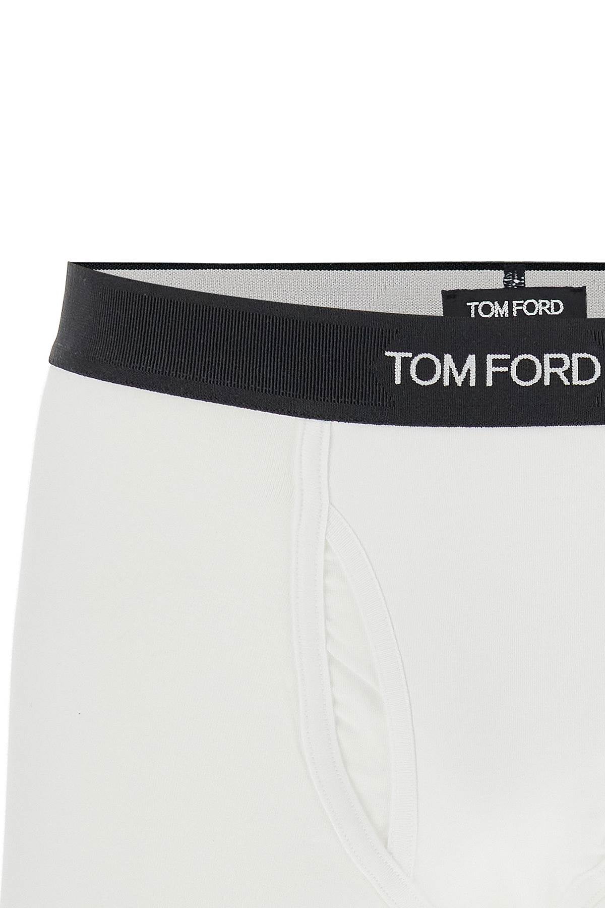 Cotton Bi-pack Boxer Briefs With Logo Band  - White