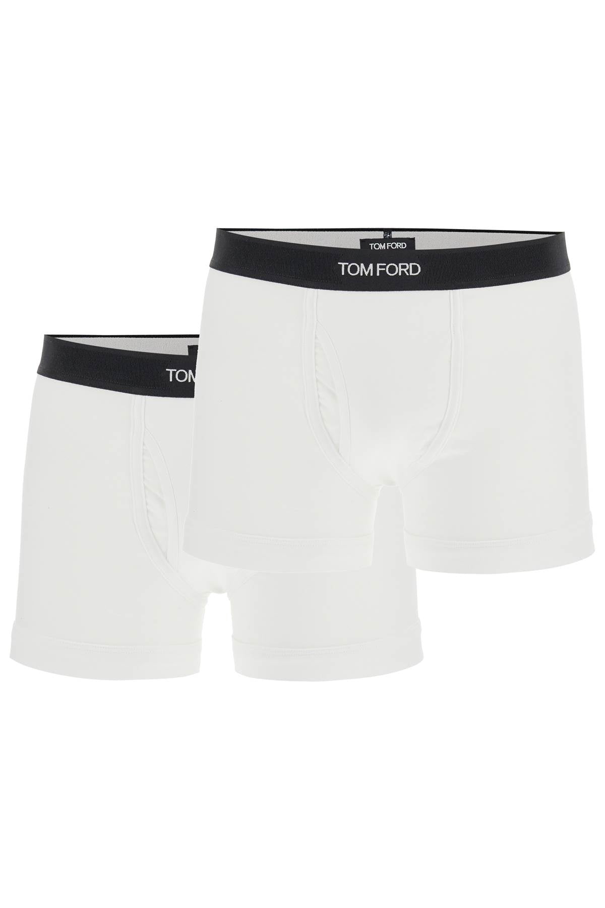 Cotton Bi-pack Boxer Briefs With Logo Band  - White